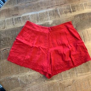 Red high waisted shorts